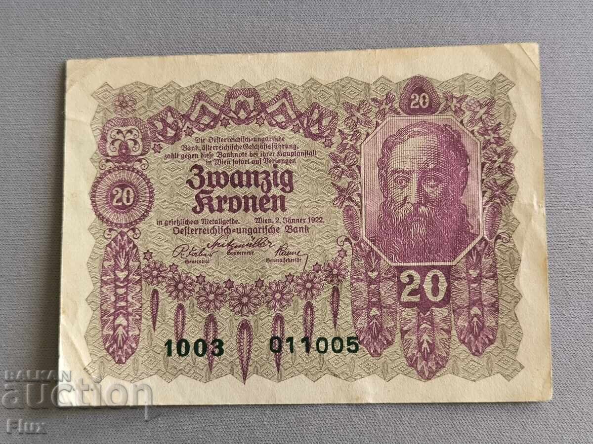 Τραπεζογραμμάτιο - Αυστρία - 20 κορώνες | 1922 Τραπεζογραμμάτιο - Αυστρία - 20 κορώνες | 1922