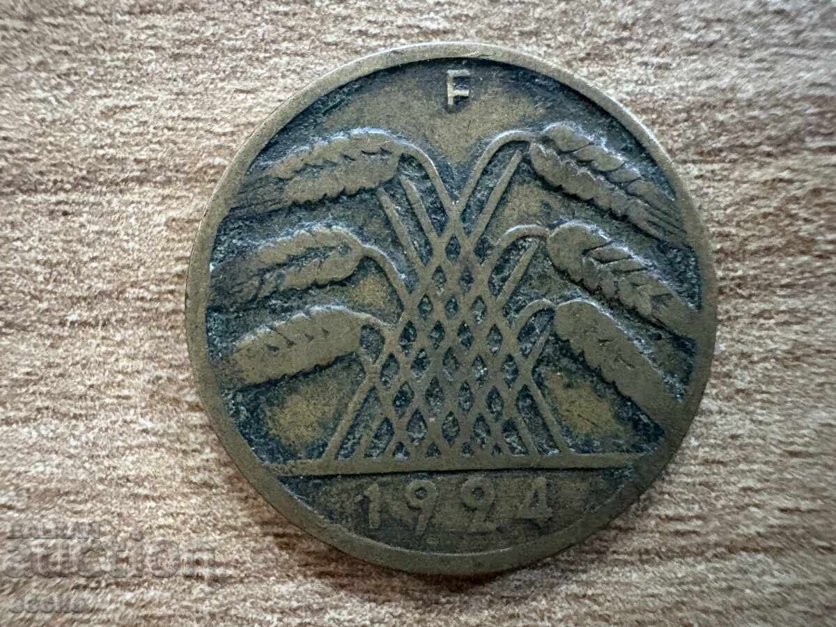 Germany - 10 Rentenpfennig (1924) - F with price 0.75 BGN | € 0.38 Germany - 10 Rentenpfennig (1924) - F with price 0.75 BGN | € 0.38