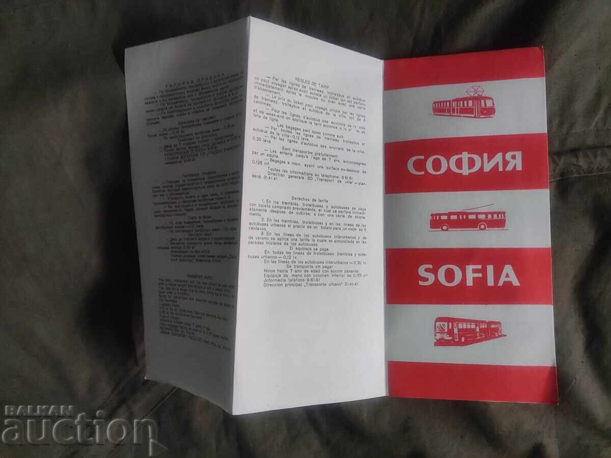 Τραμ, τρόλεϊ και λεωφορειακές γραμμές Σόφια 1977