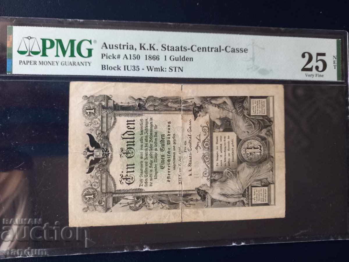 1 Austrian Gulden 1866 PMG 25 1 Austrian Gulden 1866 PMG 25