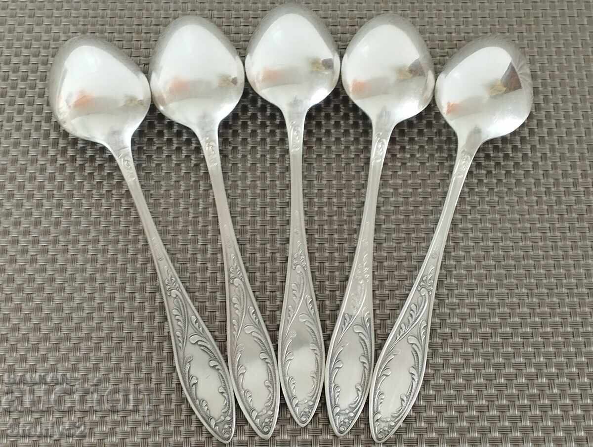 5 τεμ. ασημένια κουτάλια σούπας από μελχιόρ, ΕΣΣΔ με τιμή € 38.00 | 74.32 BGN