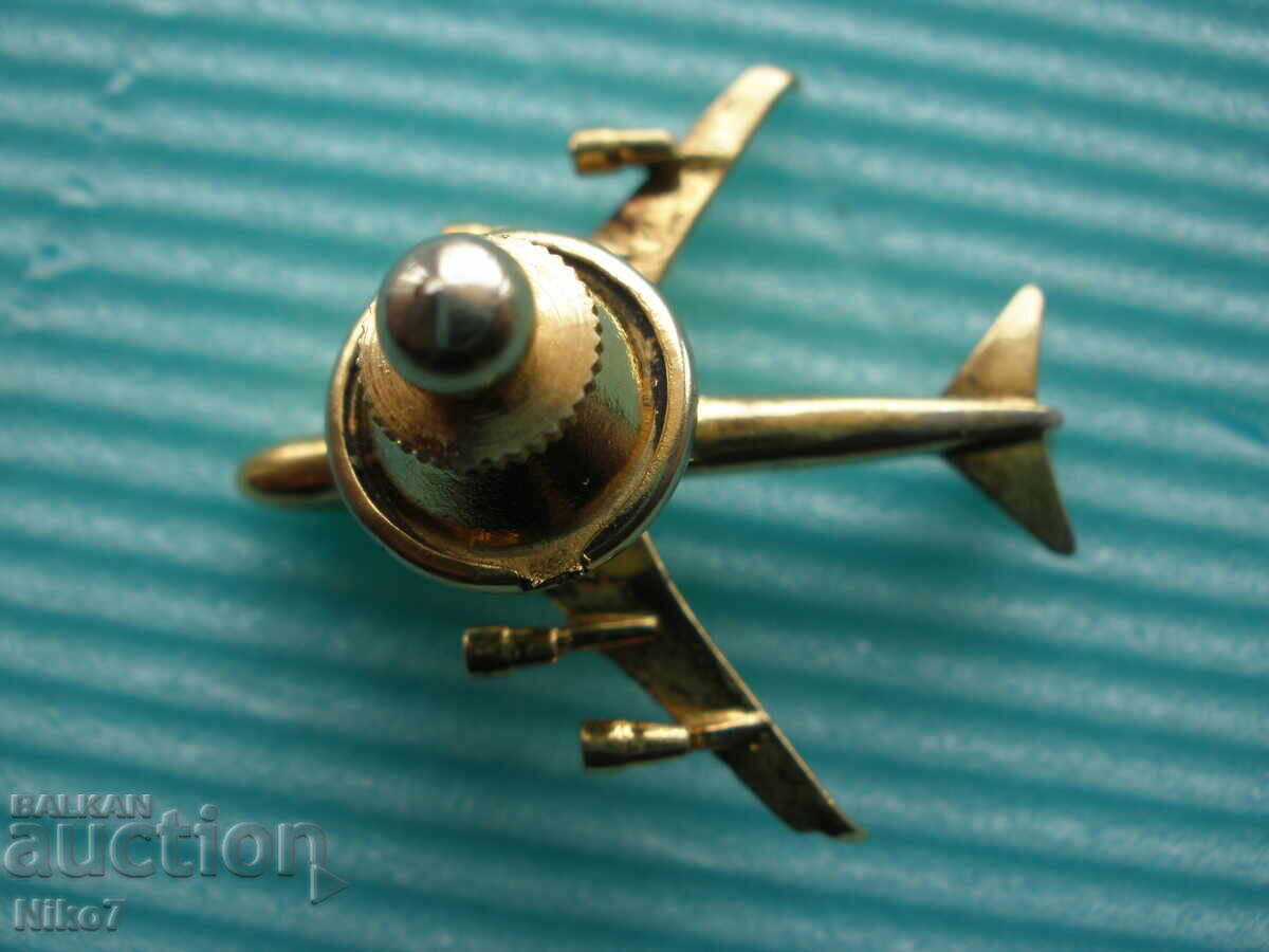 Silver, gold-plated, aviator badge (brooch, pin) - "Airplane" with price 49.99 BGN | € 25.56