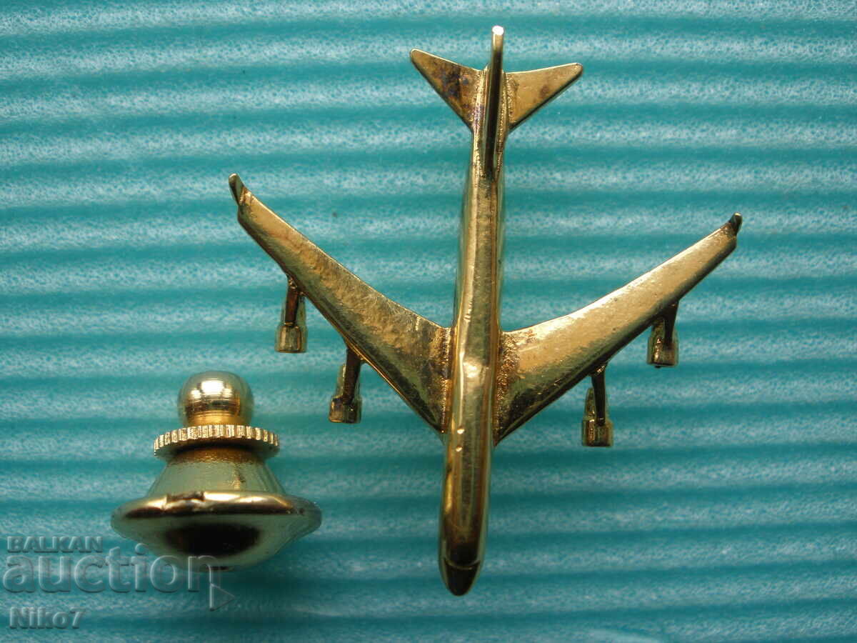 Auction  Silver, gold-plated, aviator badge (brooch, pin) - "Airplane"