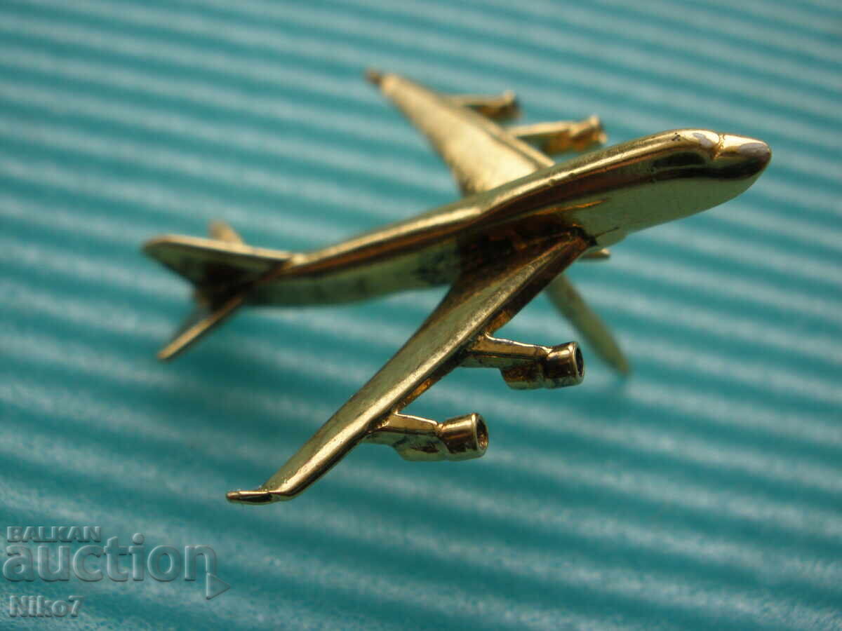 Silver, gold-plated, aviator badge (brooch, pin) - "Airplane" - 5