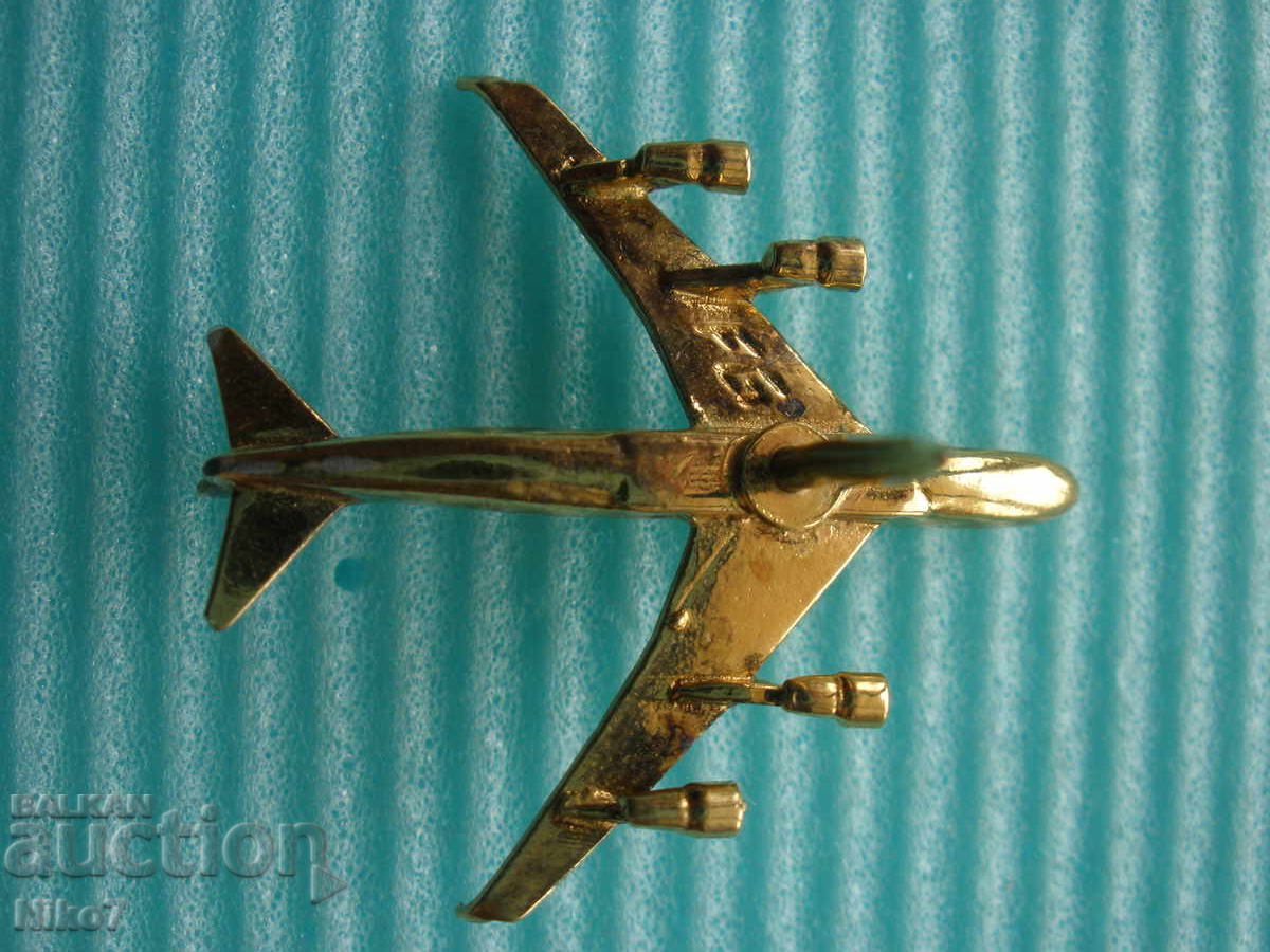 Silver, gold-plated, aviator badge (brooch, pin) - "Airplane" - 6