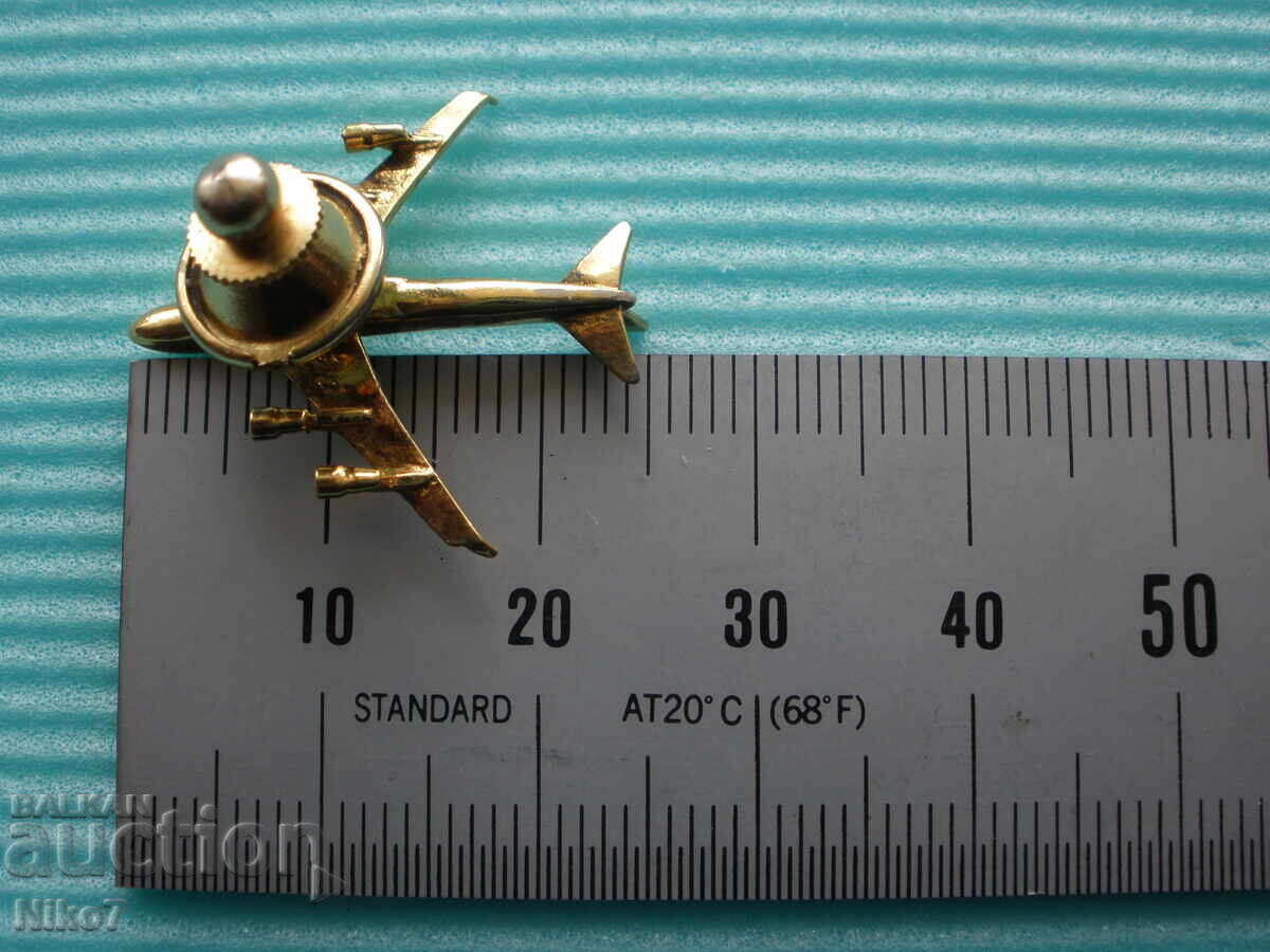 Silver, gold-plated, aviator badge (brooch, pin) - "Airplane" - 7