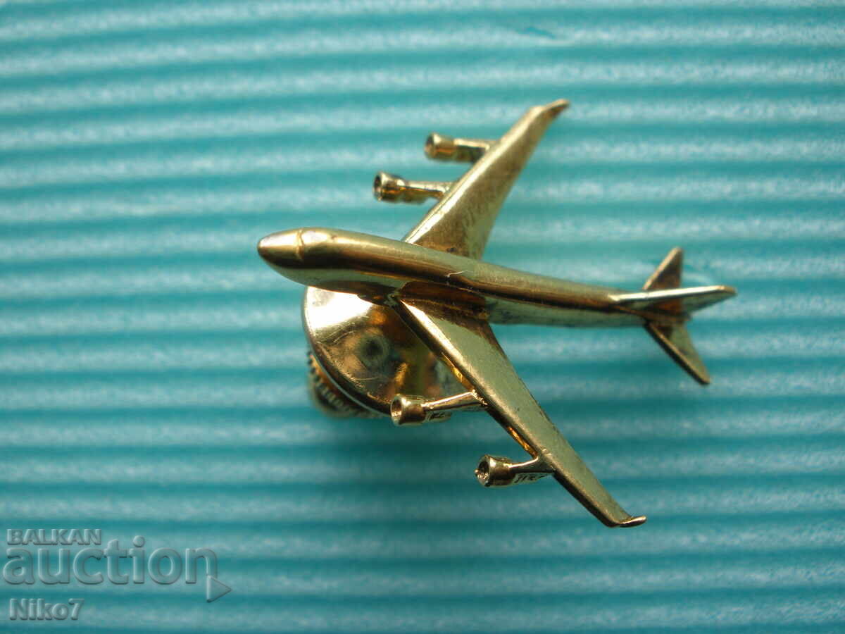 Silver, gold-plated, aviator badge (brooch, pin) - "Airplane"