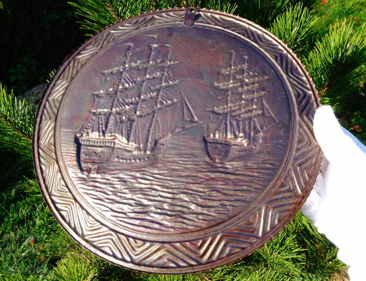 Auction  Relief copper picture, copper panel Ships.