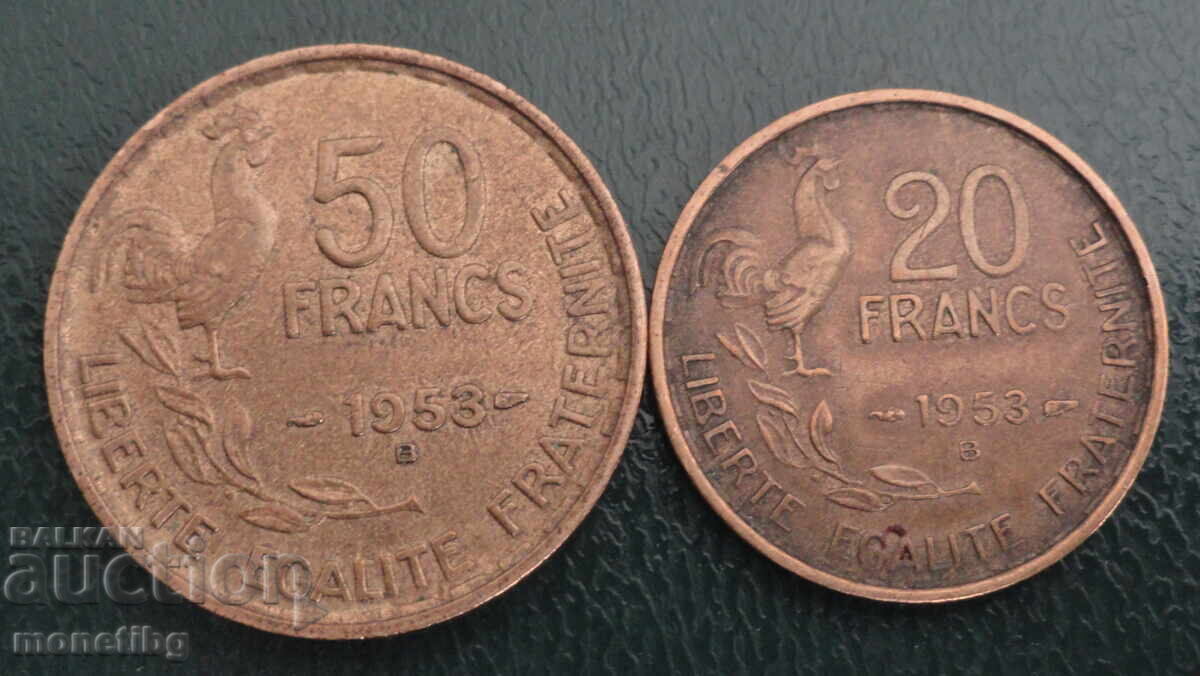 France 1953 - 20 and 50 Francs (VF)