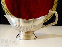 Silver-plated Italian gravy boat, mustard pot