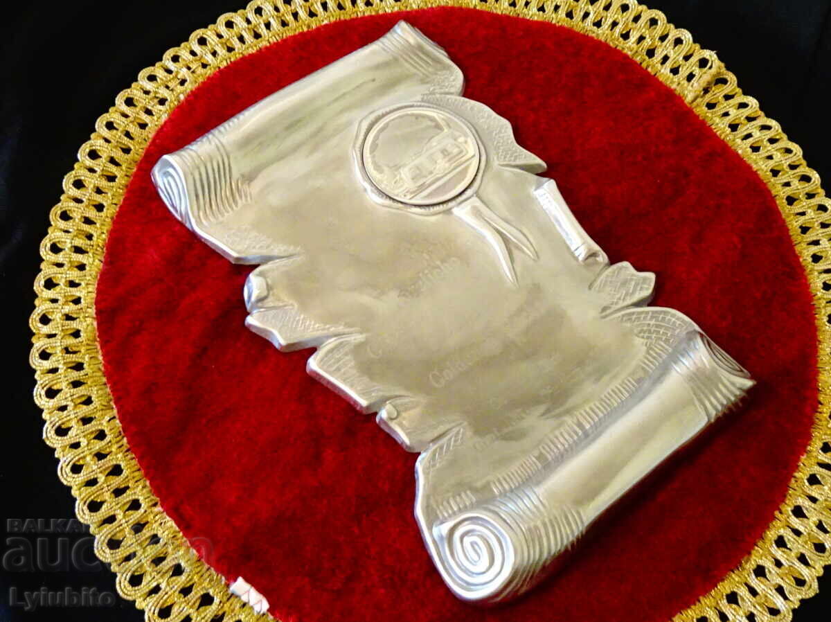 Plachetă germană, panou din cositor pur 620 gr - 5