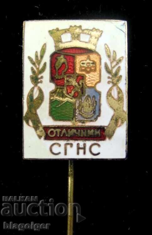 Auction Award badge - Excellent Student of SGN - Coat of Arms of Sofia - Enamel Auction Award badge - Excellent Student of SGN - Coat of Arms of Sofia - Enamel