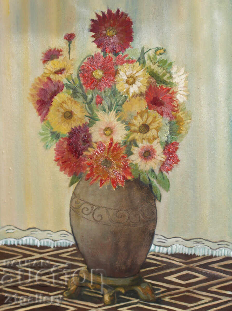 Still life vase with flowers painting oil paints with price 300.00 BGN | € 153.39 Still life vase with flowers painting oil paints with price 300.00 BGN | € 153.39