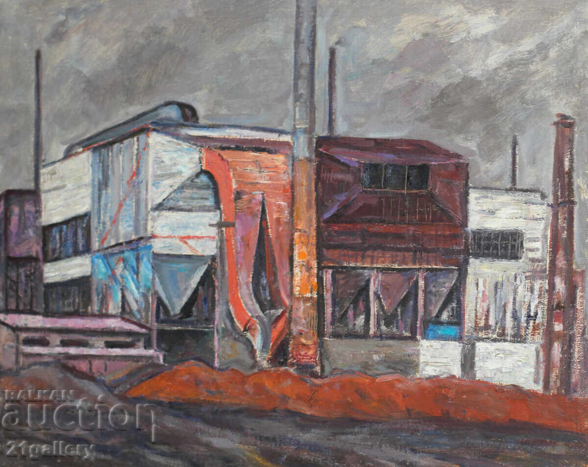 Factory, old oil painting with price 600.00 BGN | € 306.78 Factory, old oil painting with price 600.00 BGN | € 306.78