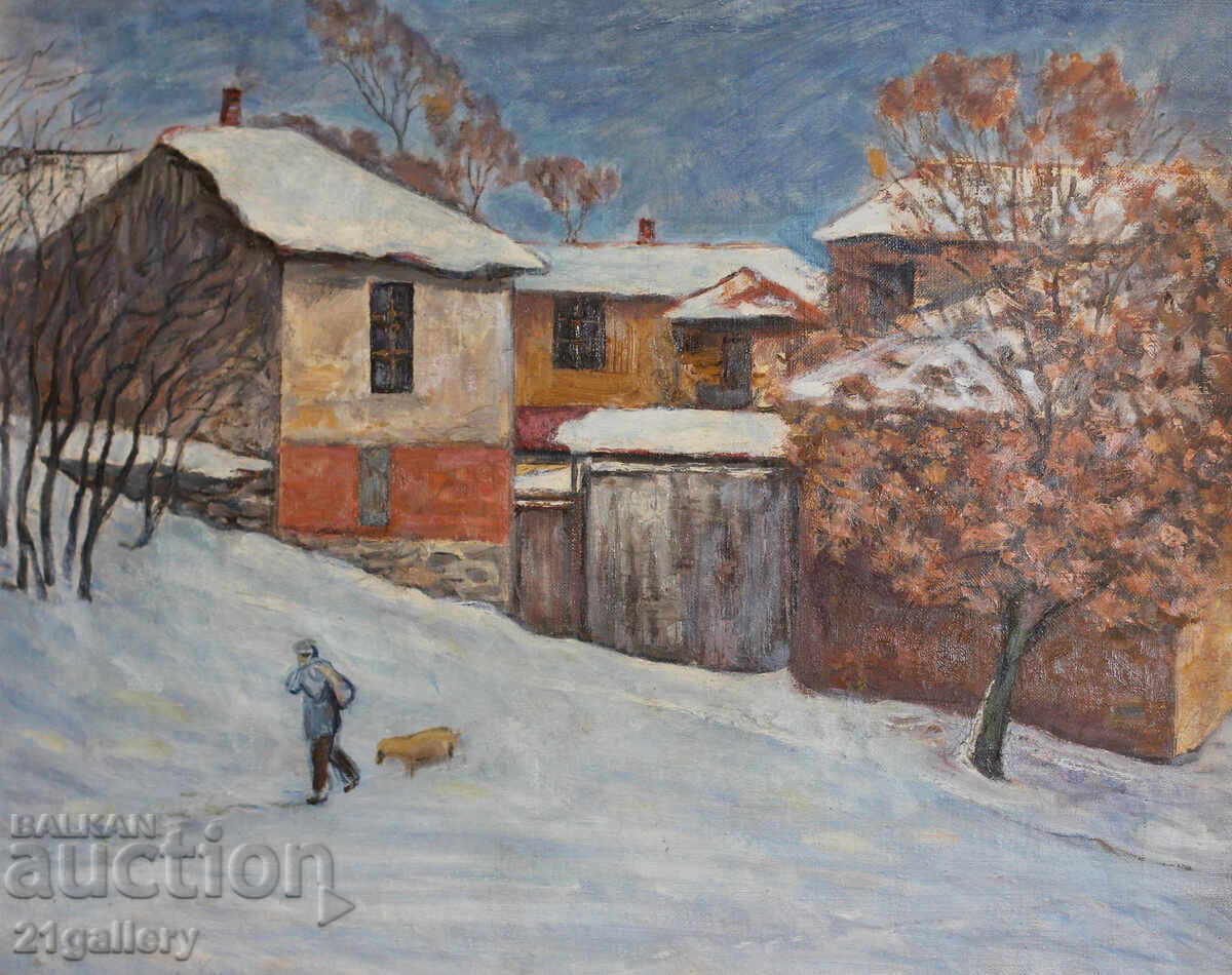 Peisaj rural, tablou vechi în ulei cu preț 700.00 BGN | € 357.90 Peisaj rural, tablou vechi în ulei cu preț 700.00 BGN | € 357.90