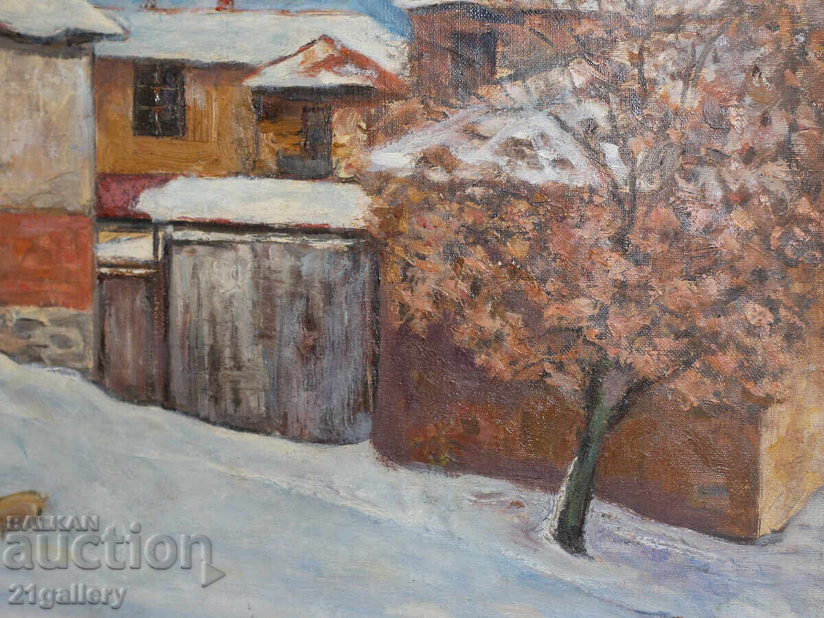 Peisaj rural, tablou vechi în ulei - 6 Peisaj rural, tablou vechi în ulei - 6