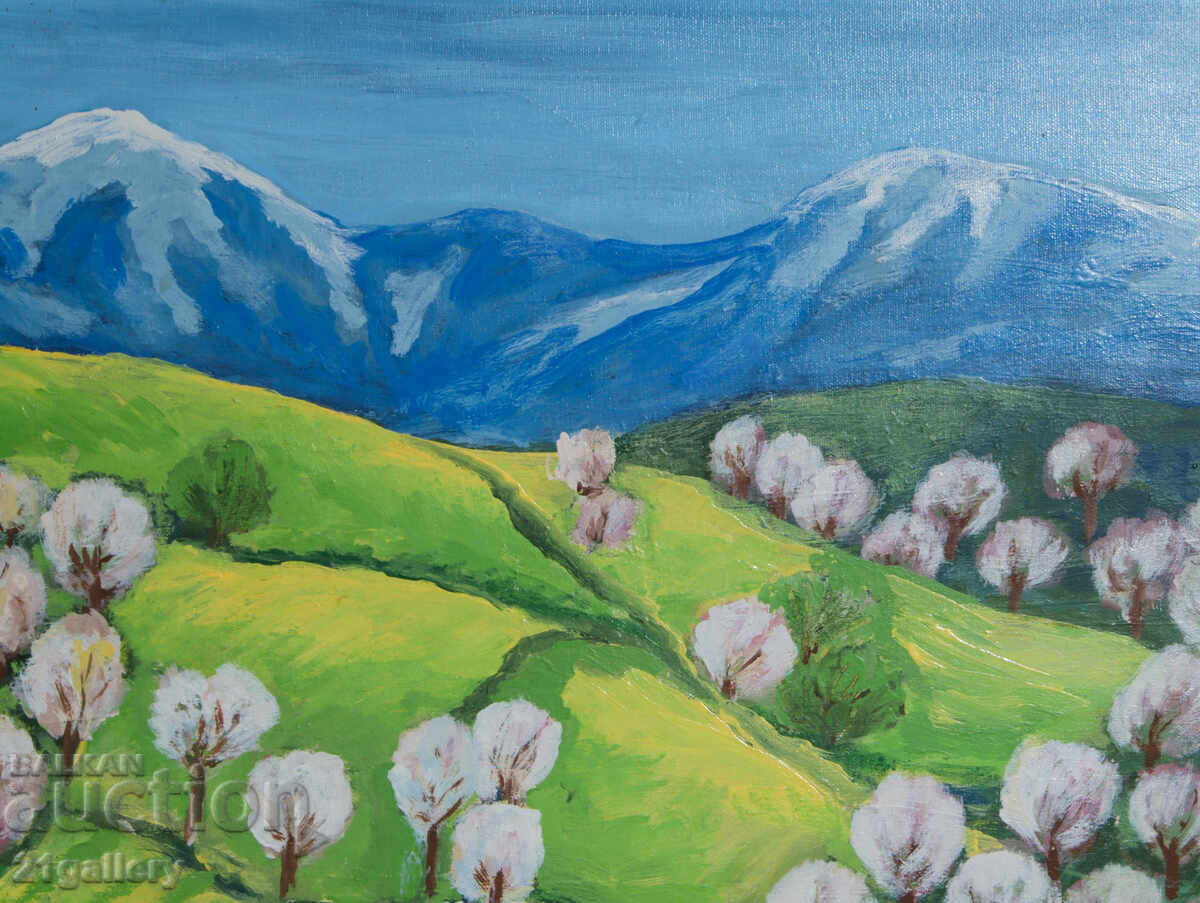 Съвременна картина пейзаж подписана - 5