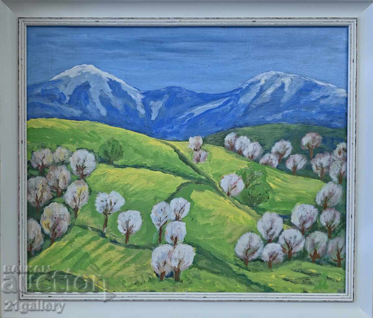 Tablou contemporan, peisaj semnat