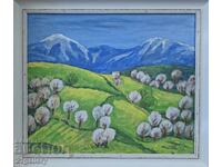 Tablou contemporan, peisaj semnat