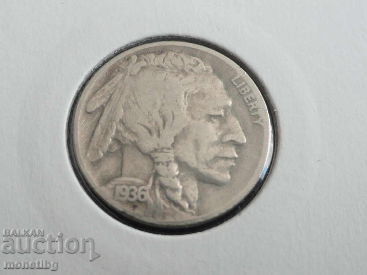 САЩ 1936г. - 5 цента (S) (м) - 5 САЩ 1936г. - 5 цента (S) (м) - 5