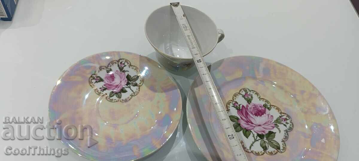 Three-piece porcelain coffee set, marked - 6 Three-piece porcelain coffee set, marked - 6