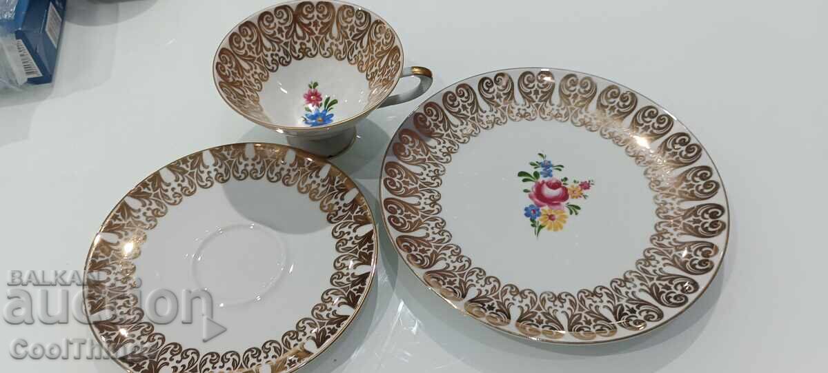 Three-piece porcelain coffee set, marked - 5 Three-piece porcelain coffee set, marked - 5