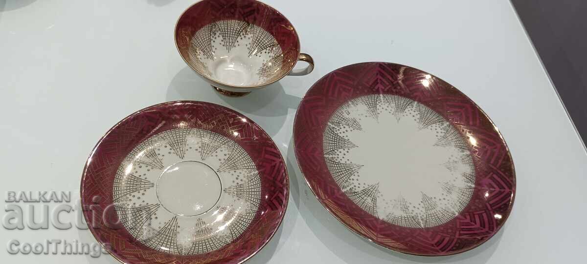 Three-piece porcelain coffee set, marked - 6 Three-piece porcelain coffee set, marked - 6