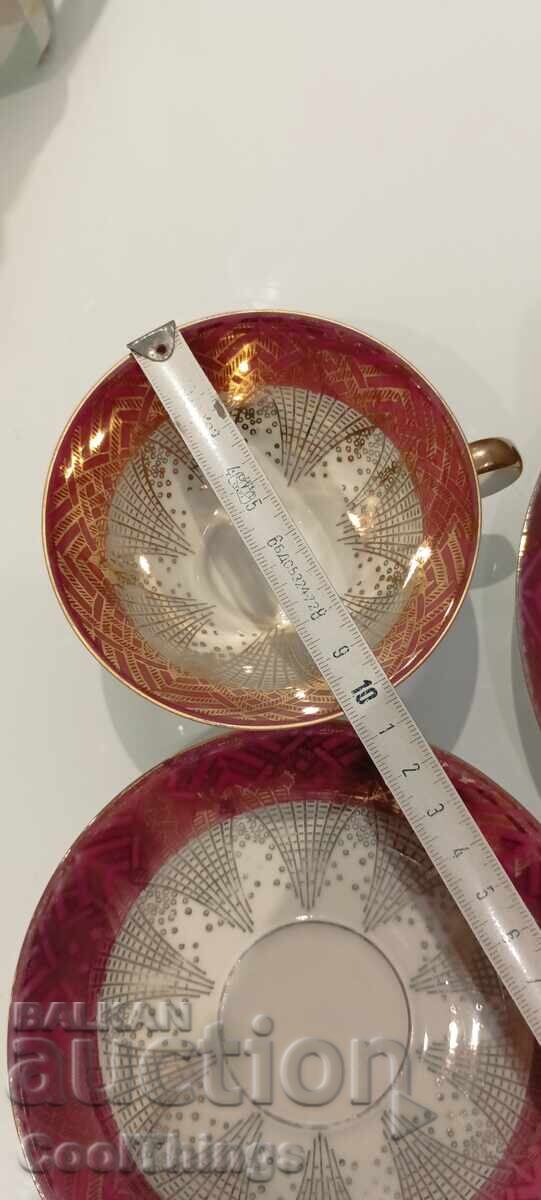 Three-piece porcelain coffee set, marked - 7 Three-piece porcelain coffee set, marked - 7