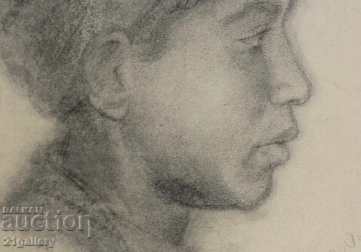 Old pencil drawing portrait of a boy, signed - 7