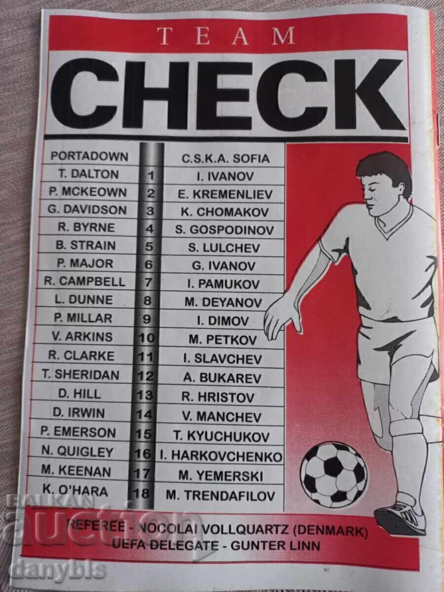 Футболна програма - ЦСКА - Портадаун  1999 г с цена € 50.00 | 97.79 лв.