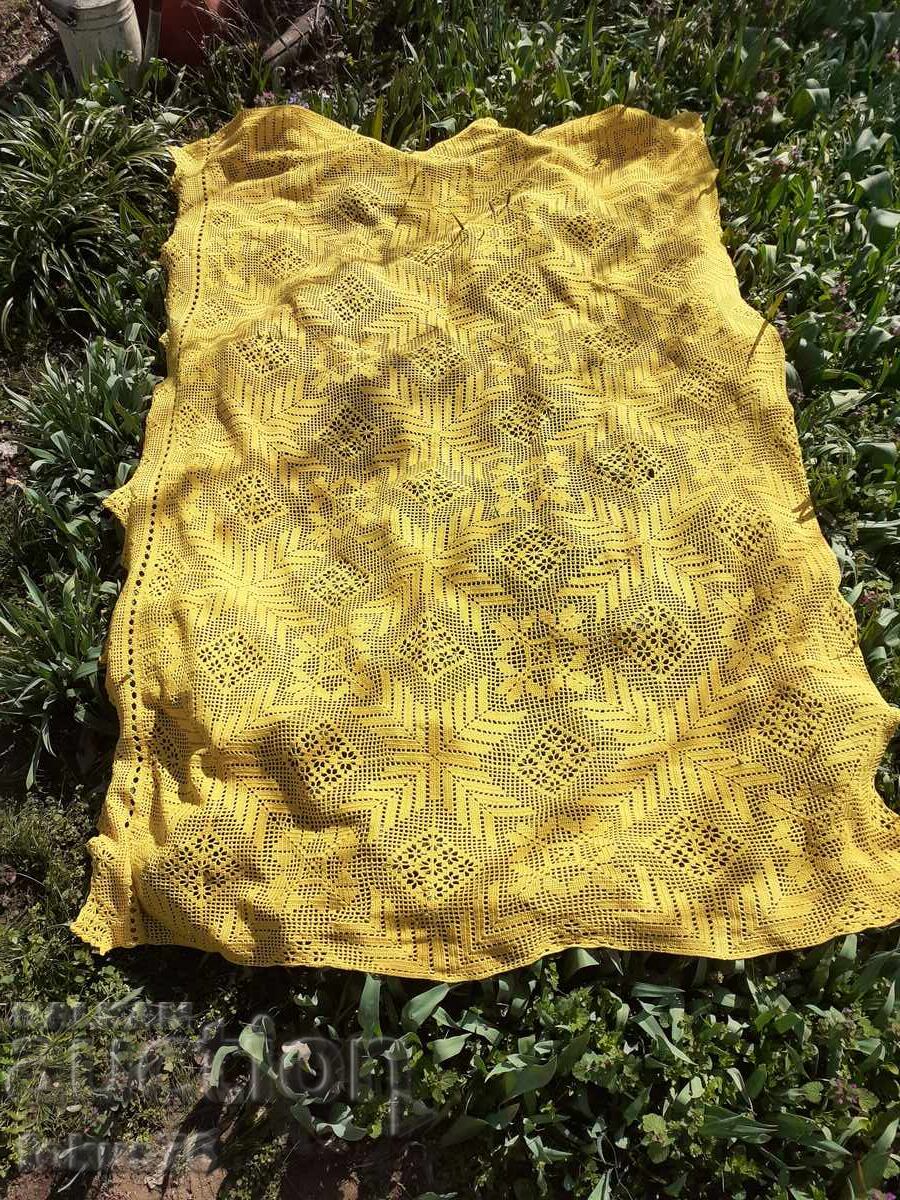 Old large yellow crocheted tablecloth with price 139.00 BGN | € 71.07 Old large yellow crocheted tablecloth with price 139.00 BGN | € 71.07