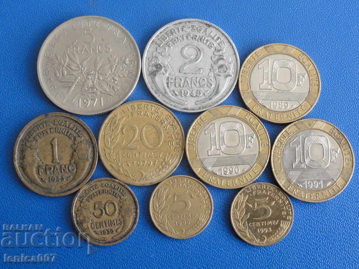 Franța - Monede (10 bucăți) cu preț € 3.60 | 7.04 BGN