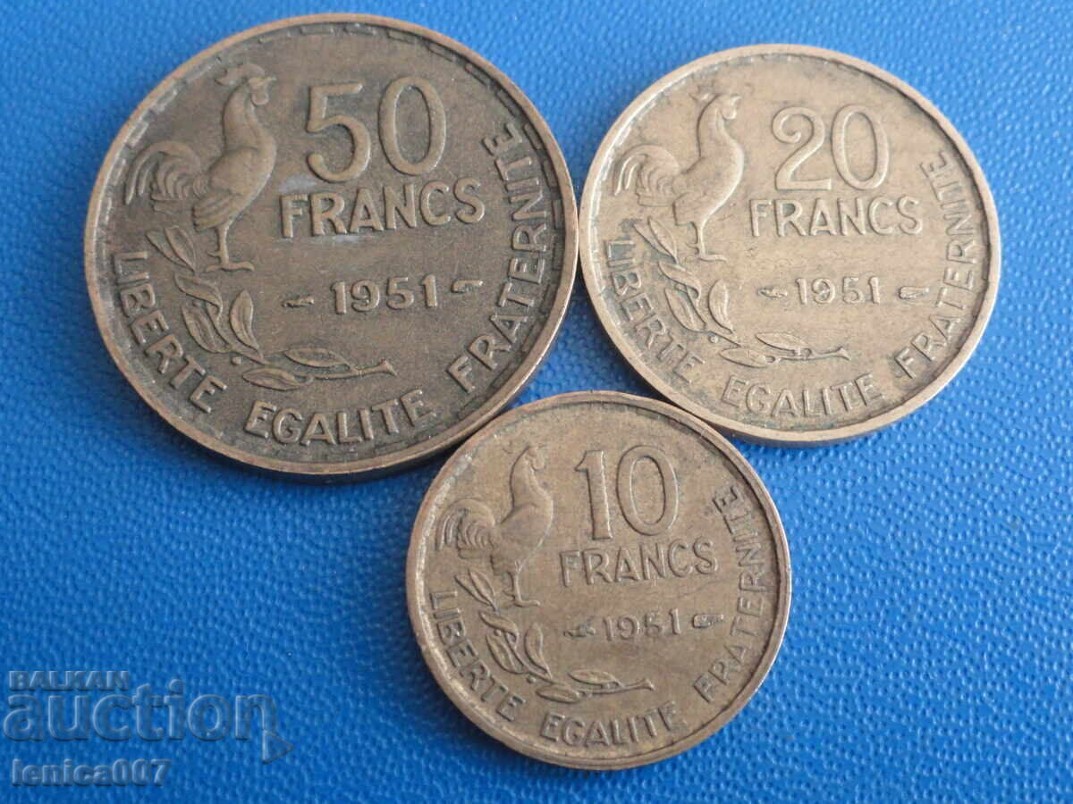 Франция 1951г. - 10, 20 и 50 франка