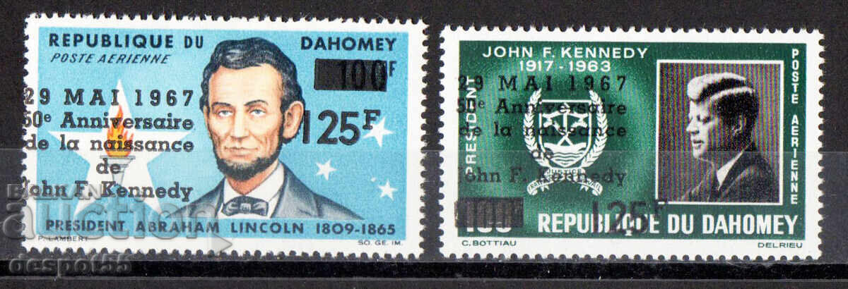 1967. Dahomey. Poștă aeriană - Președinți americani. Suprat
