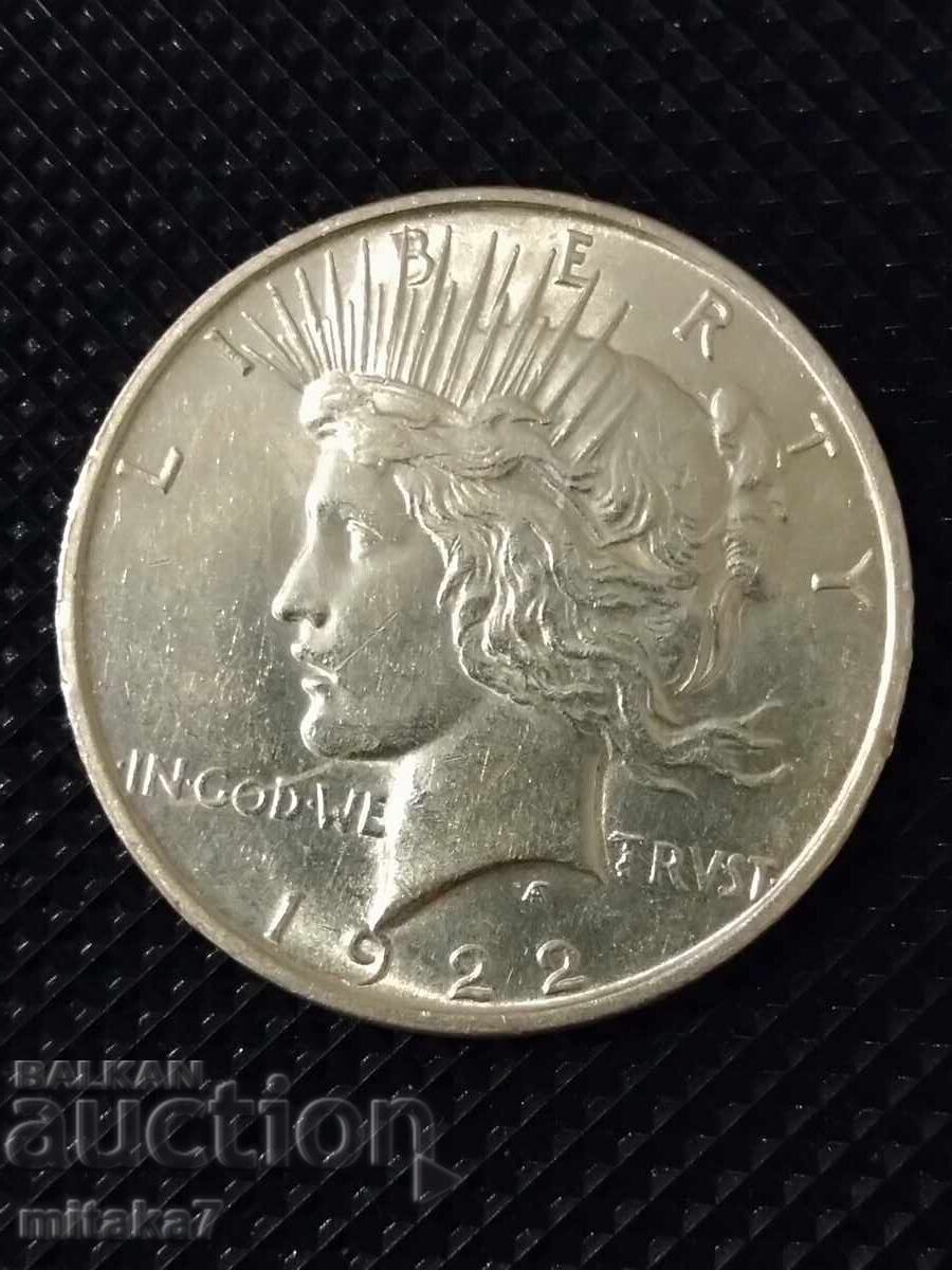Dolar de pace 1922-D, argint, SUA Dolar de pace 1922-D, argint, SUA
