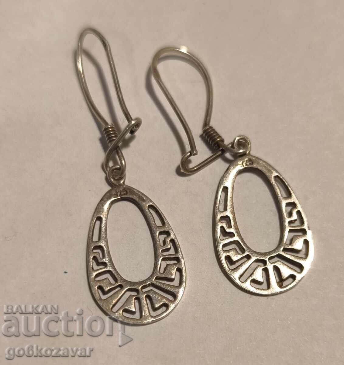 Δημοπρασία Γυναικεία ασημένια σκουλαρίκια τύπου Ελληνικό κλειδί, 0.925