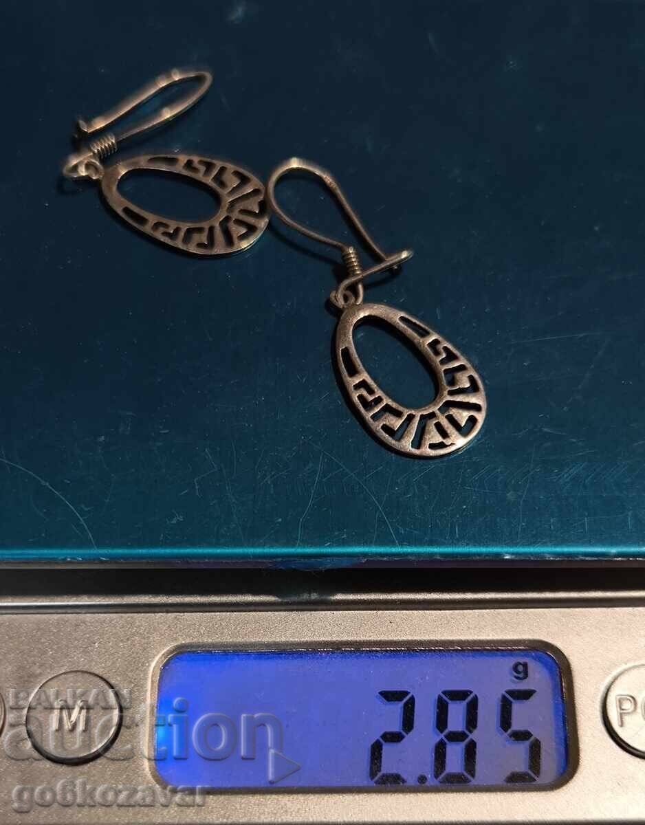 Γυναικεία ασημένια σκουλαρίκια τύπου Ελληνικό κλειδί, 0.925 - 5