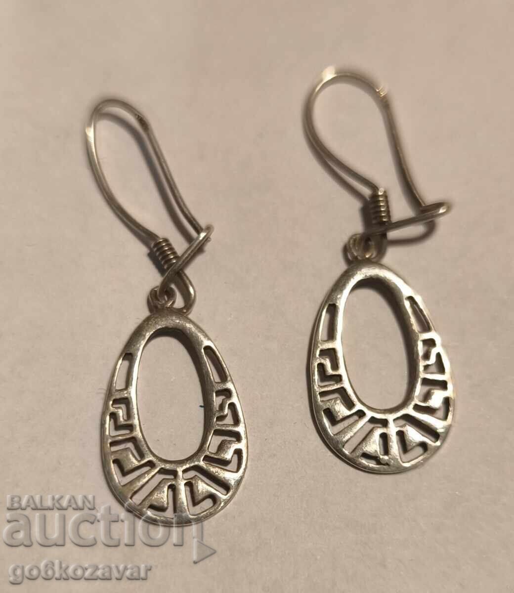 Дамски сребърни обици тип Гръцки ключ, 0.925 Дамски сребърни обици тип Гръцки ключ, 0.925