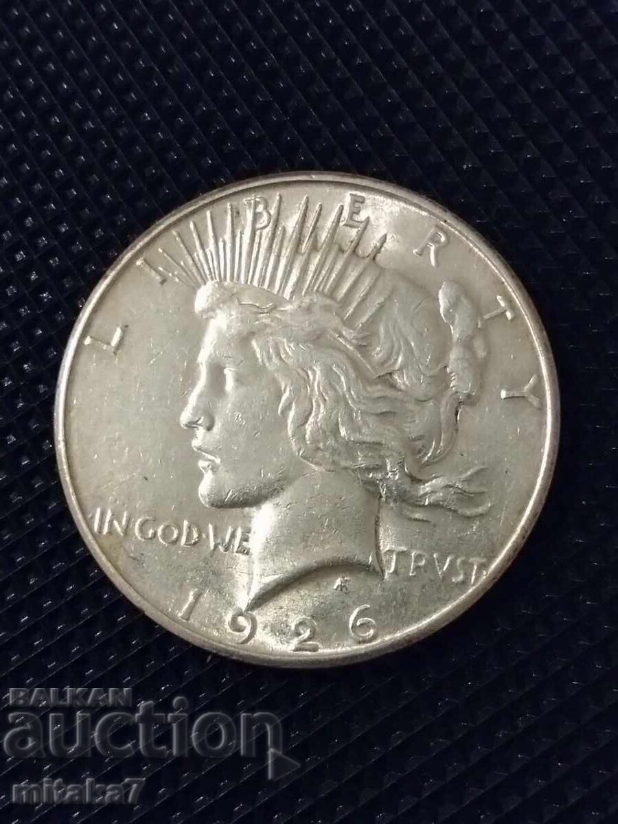 Dolar de pace 1926-S, argint, SUA Dolar de pace 1926-S, argint, SUA