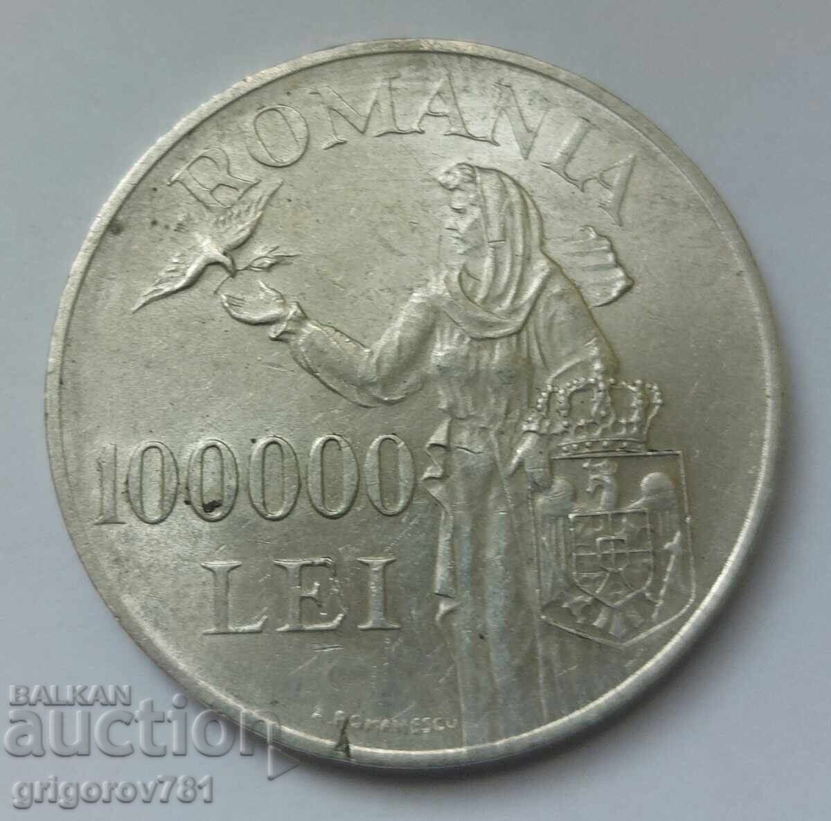 100000 leĭ srebro Ρουμανία 1946 - ασημένιο νόμισμα