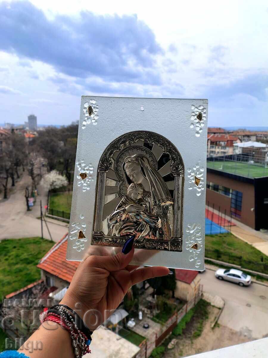 Beautiful Silver Icon on Glass - 5