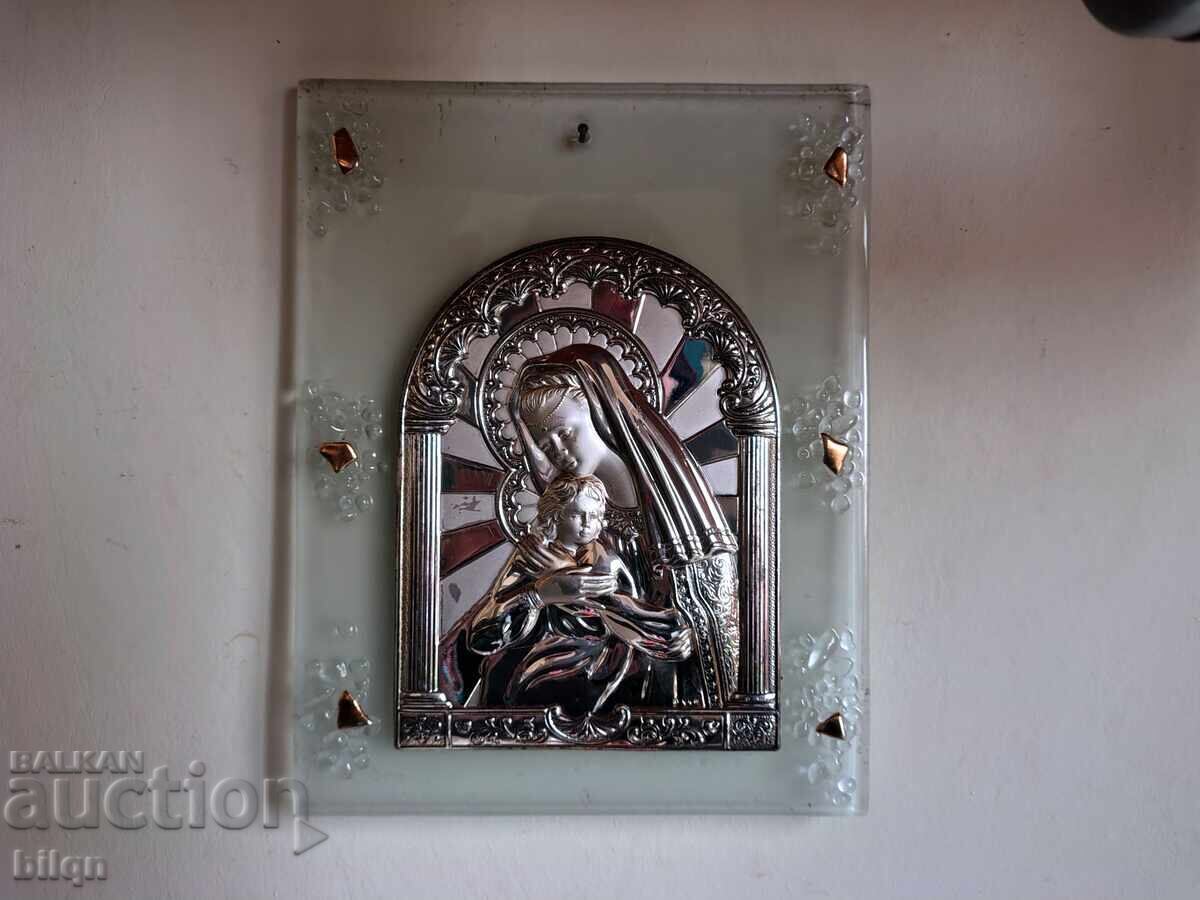Beautiful Silver Icon on Glass Beautiful Silver Icon on Glass