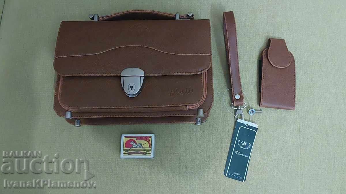 Geantă de umăr bărbați, borsetă, piele naturală - 7