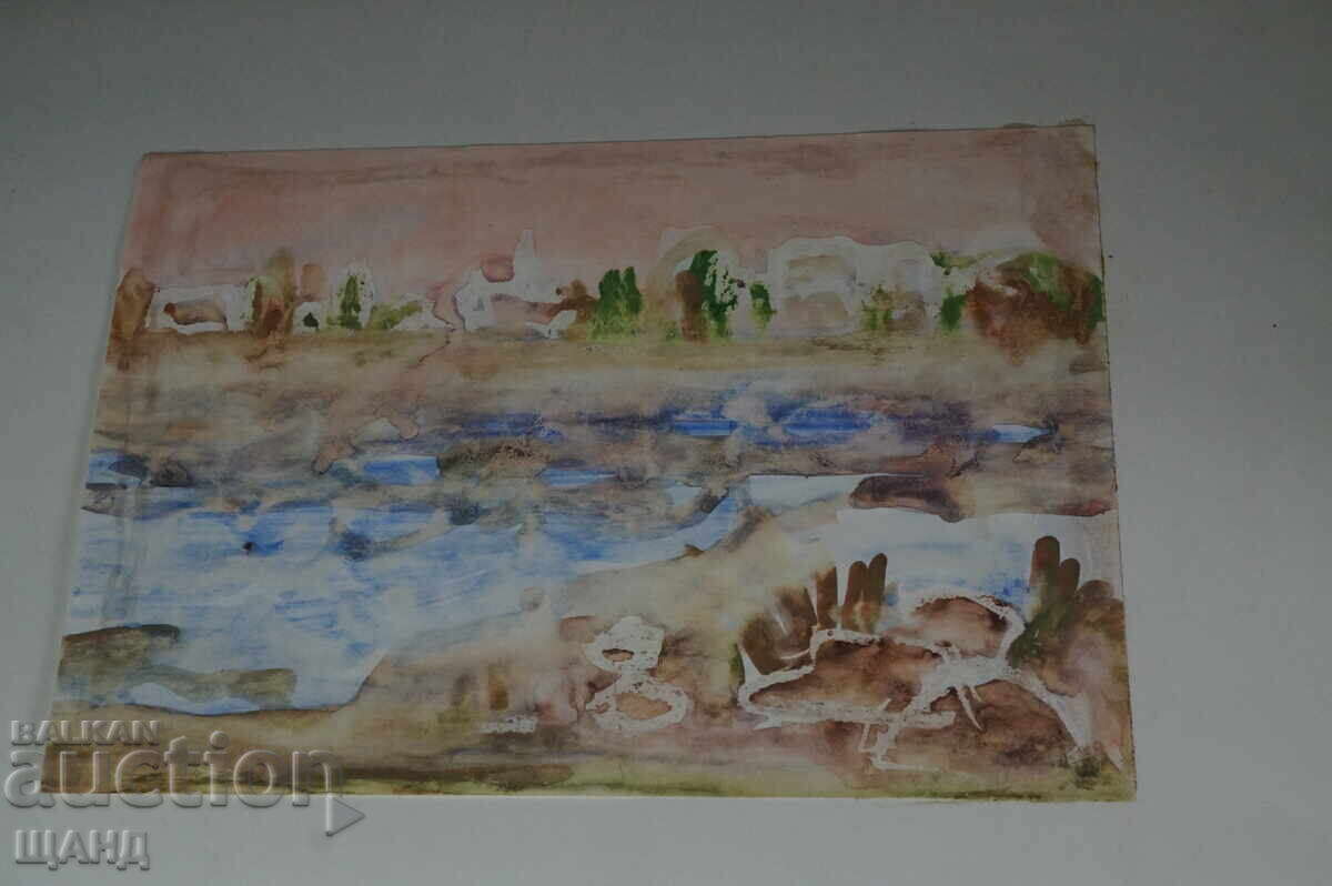 Стара Майсторска рисунка картина акварел пейзаж с цена 10.00 лв. | € 5.11 Стара Майсторска рисунка картина акварел пейзаж с цена 10.00 лв. | € 5.11