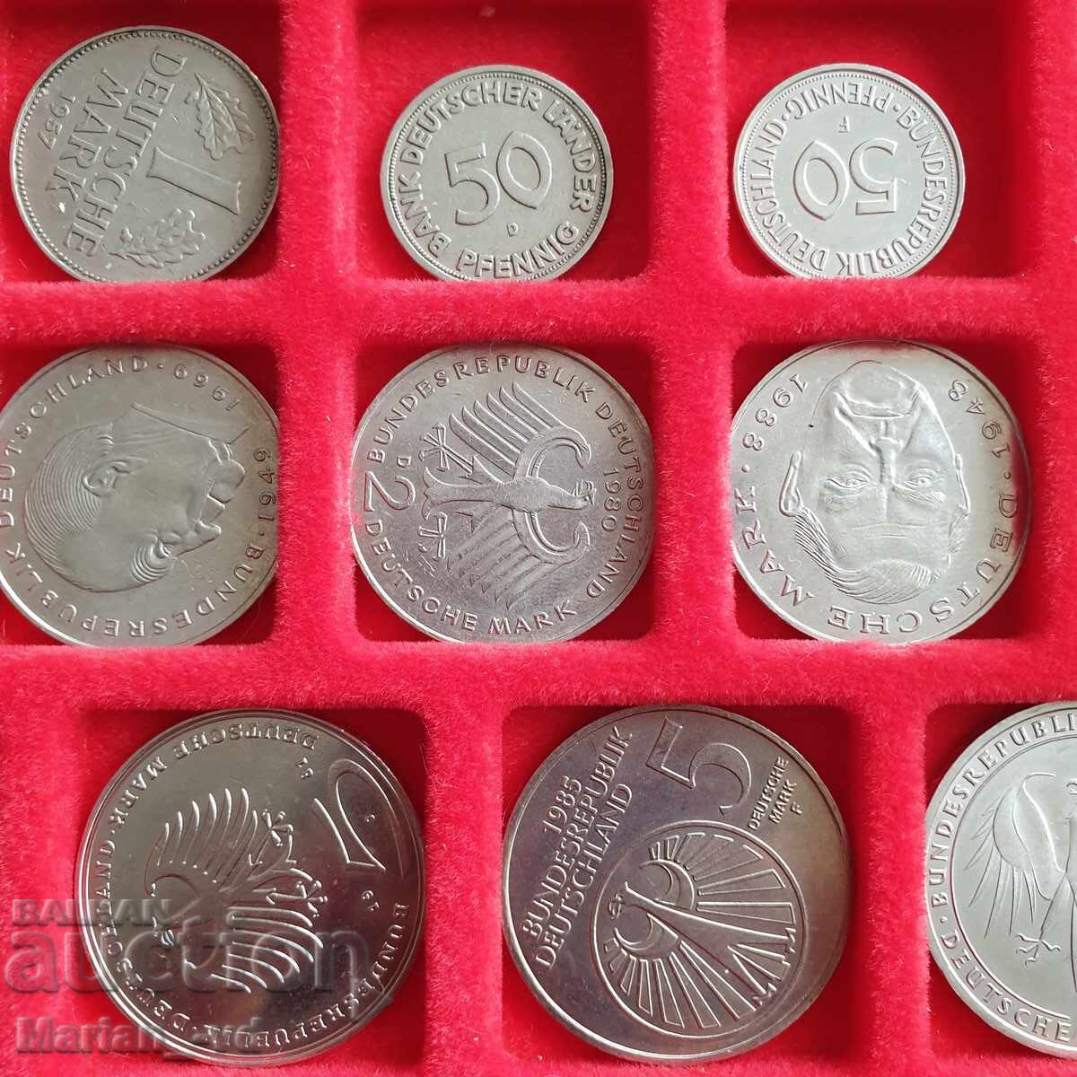 Licitație Monede de nichel germane cu cutie - 26 bucăți Licitație Monede de nichel germane cu cutie - 26 bucăți