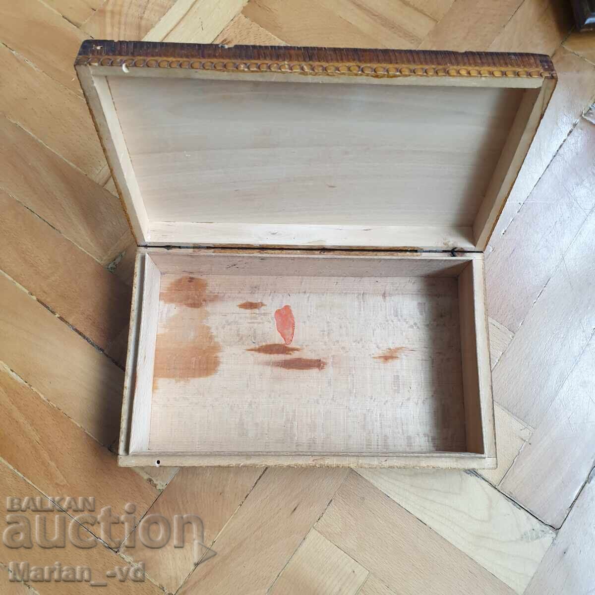 Auction Old wooden pyrography box from the socialist era Auction Old wooden pyrography box from the socialist era