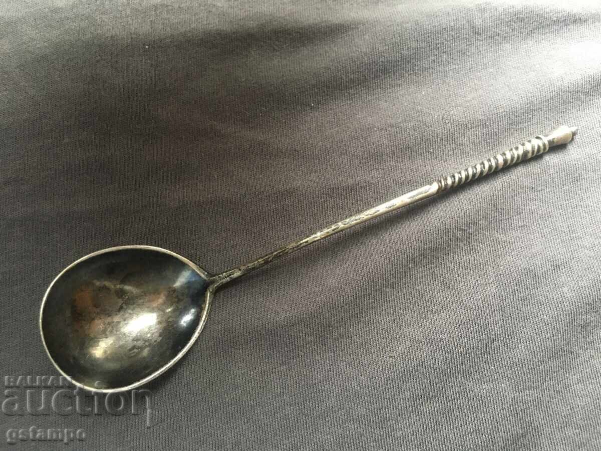 Auction Russian Honey Spoon / 84 / Engraved Auction Russian Honey Spoon / 84 / Engraved