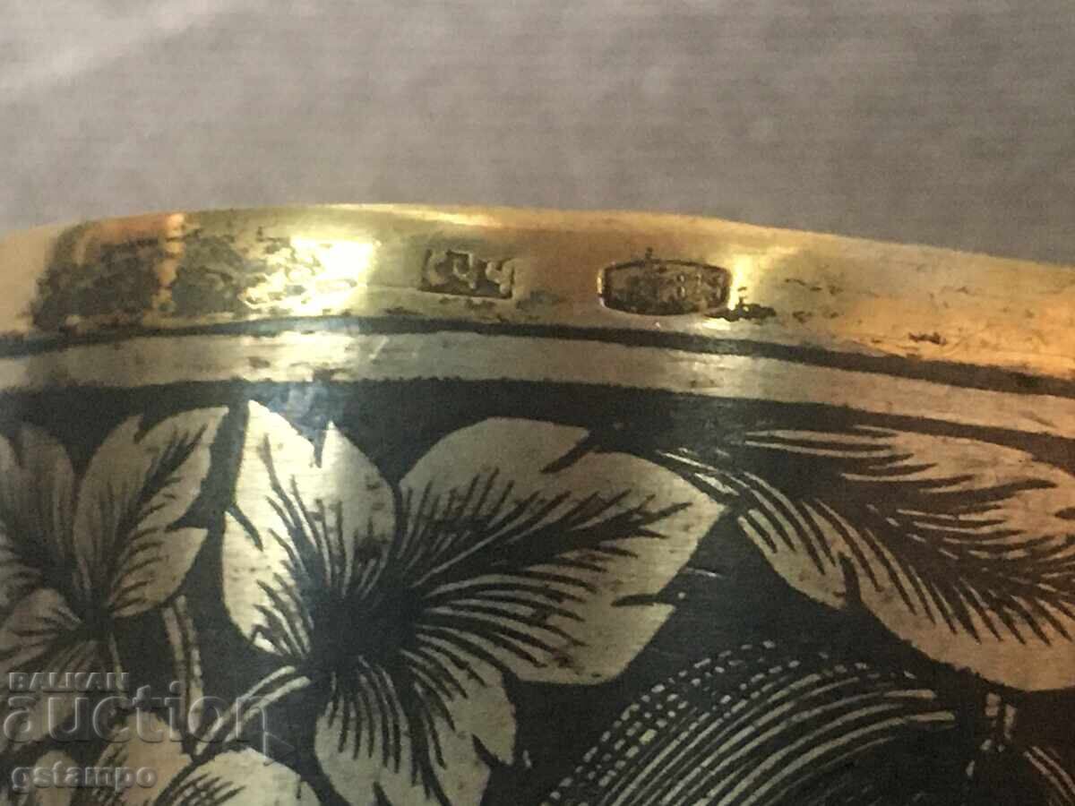 Beautiful Russian Napkin Holder / Niello / Gilding / 875 - 5 Beautiful Russian Napkin Holder / Niello / Gilding / 875 - 5