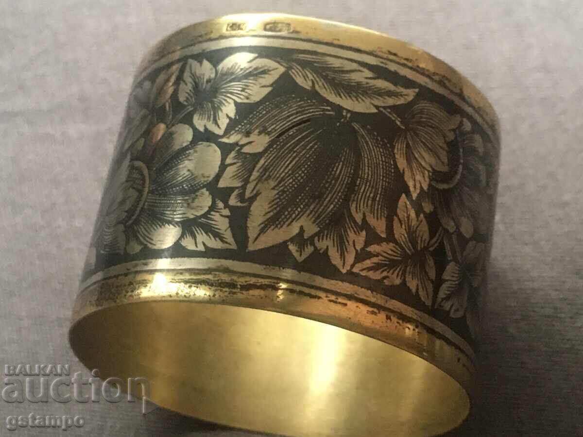 Beautiful Russian Napkin Holder / Niello / Gilding / 875 - 6 Beautiful Russian Napkin Holder / Niello / Gilding / 875 - 6