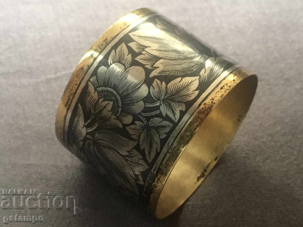 Beautiful Russian Napkin Holder / Niello / Gilding / 875 - 7 Beautiful Russian Napkin Holder / Niello / Gilding / 875 - 7